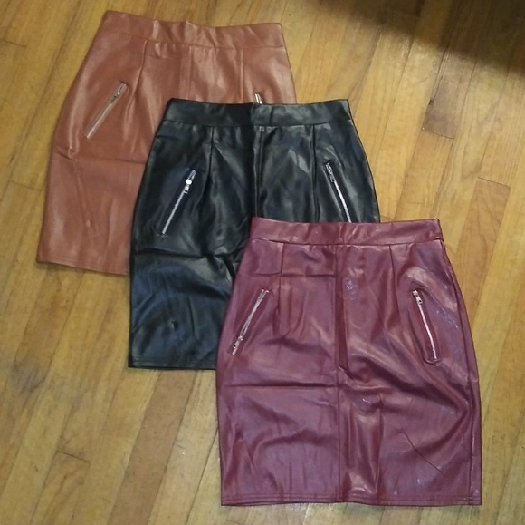 NWOT-Faux Leather Mini Skirts **3 for $30** - Picture 2 of 4
